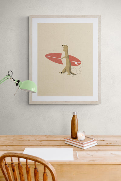 Surfing Otter II Framed & Mounted Print