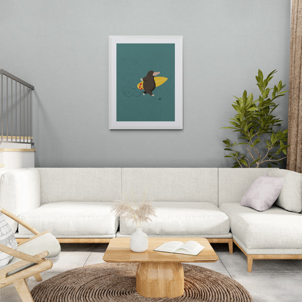 Surfing Mole Art Print