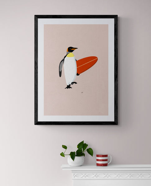 Surfing Penguin Framed Print