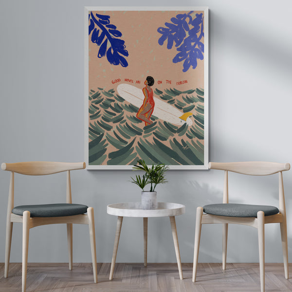 Good waves on the horizon Framed Print
