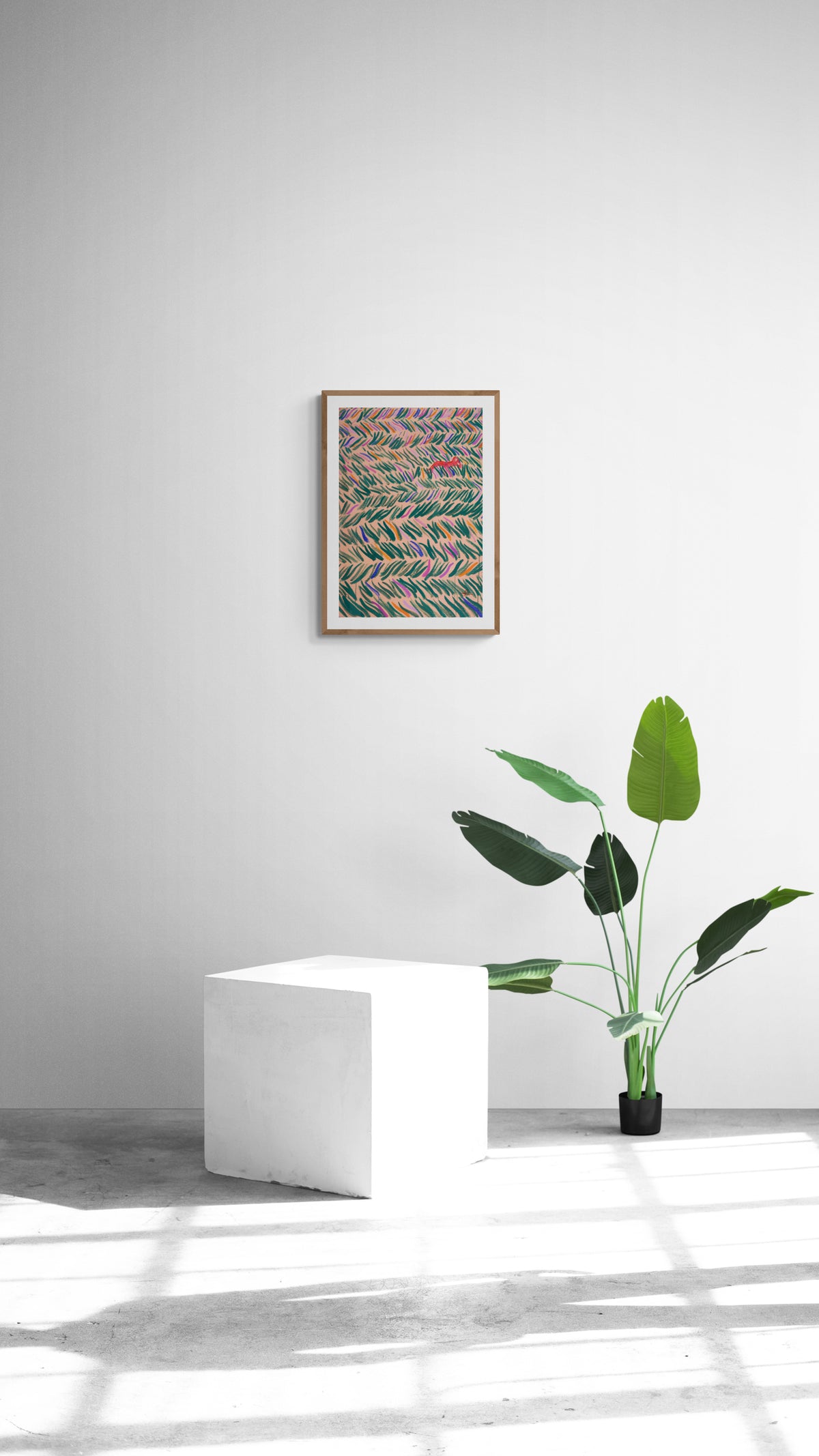 art print one sunny afternoon by fabian lavater in minimalistic room