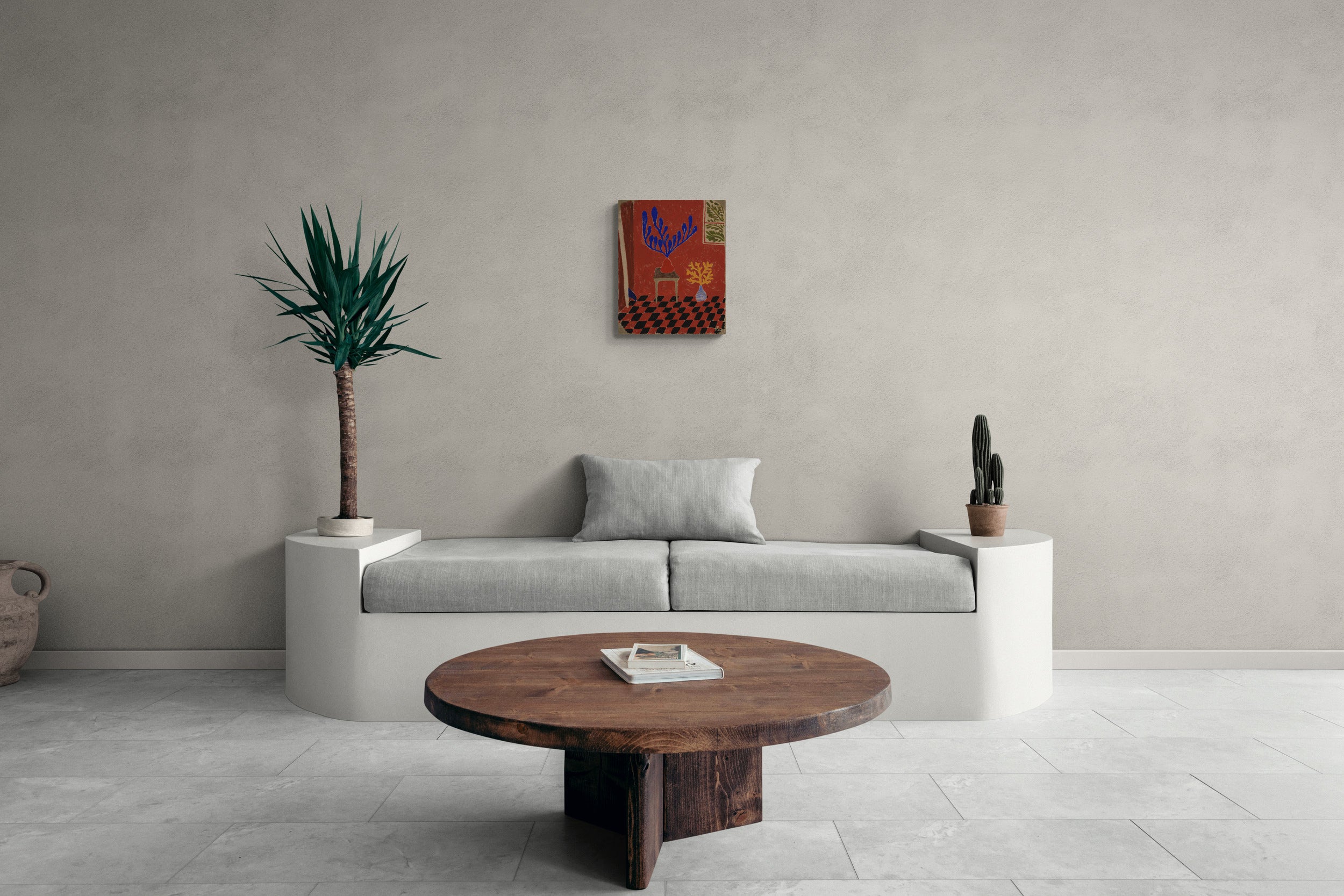Modern living room with surf artwork by fabian lavater