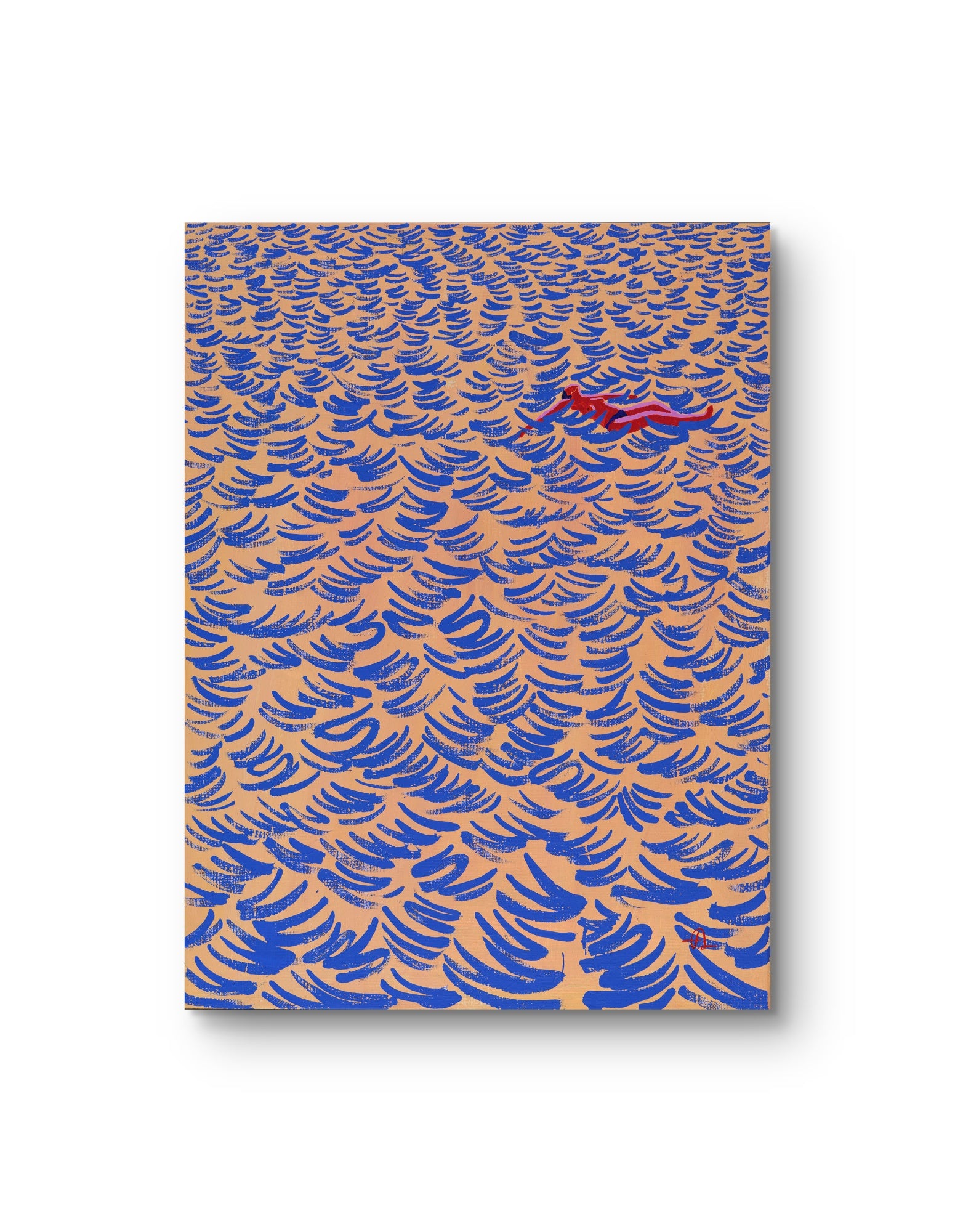 Afloat, original painting by Fabian Lavater depicting a woman floating on the surface of the water