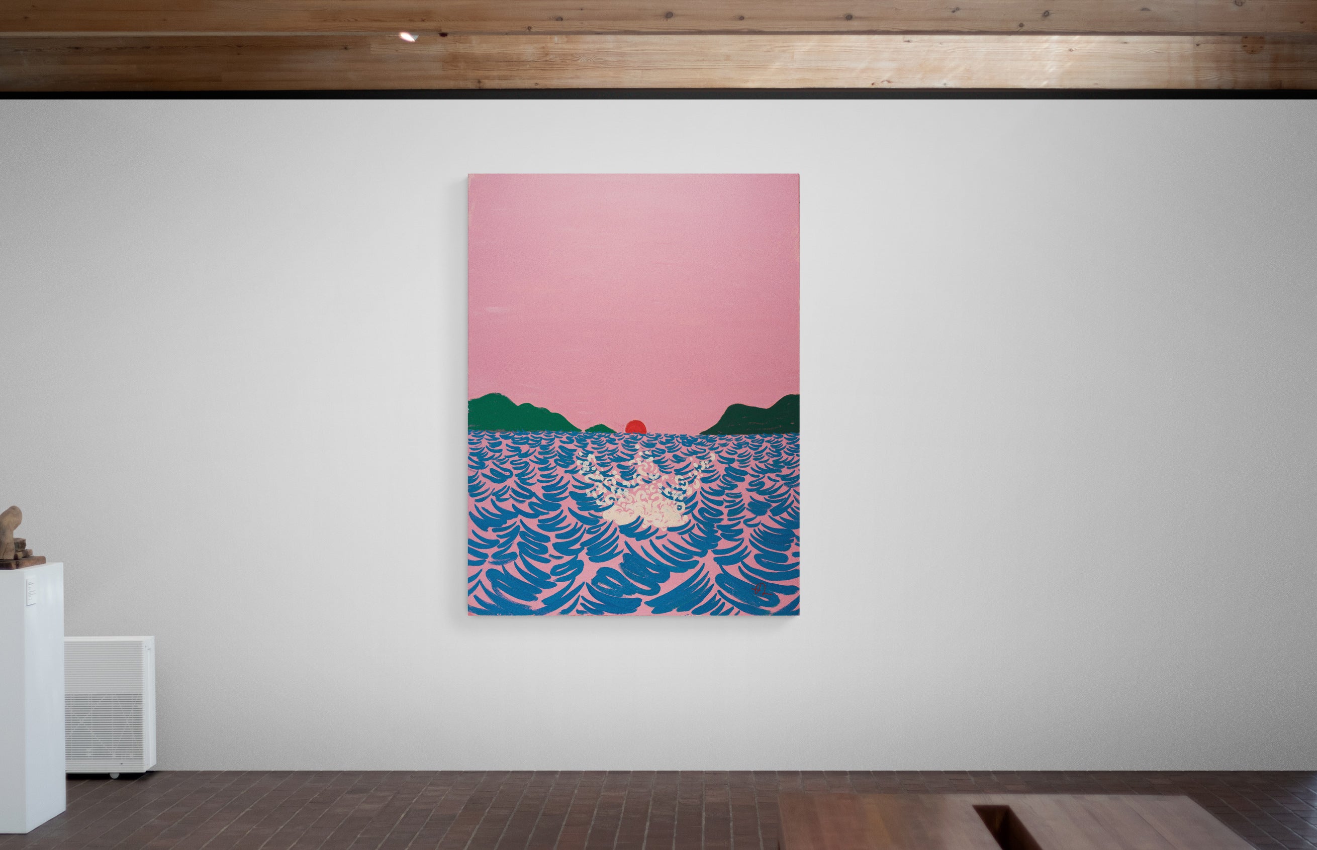 Making a Splash, original painting by Fabian Lavater depicting a person entering the water with a splash