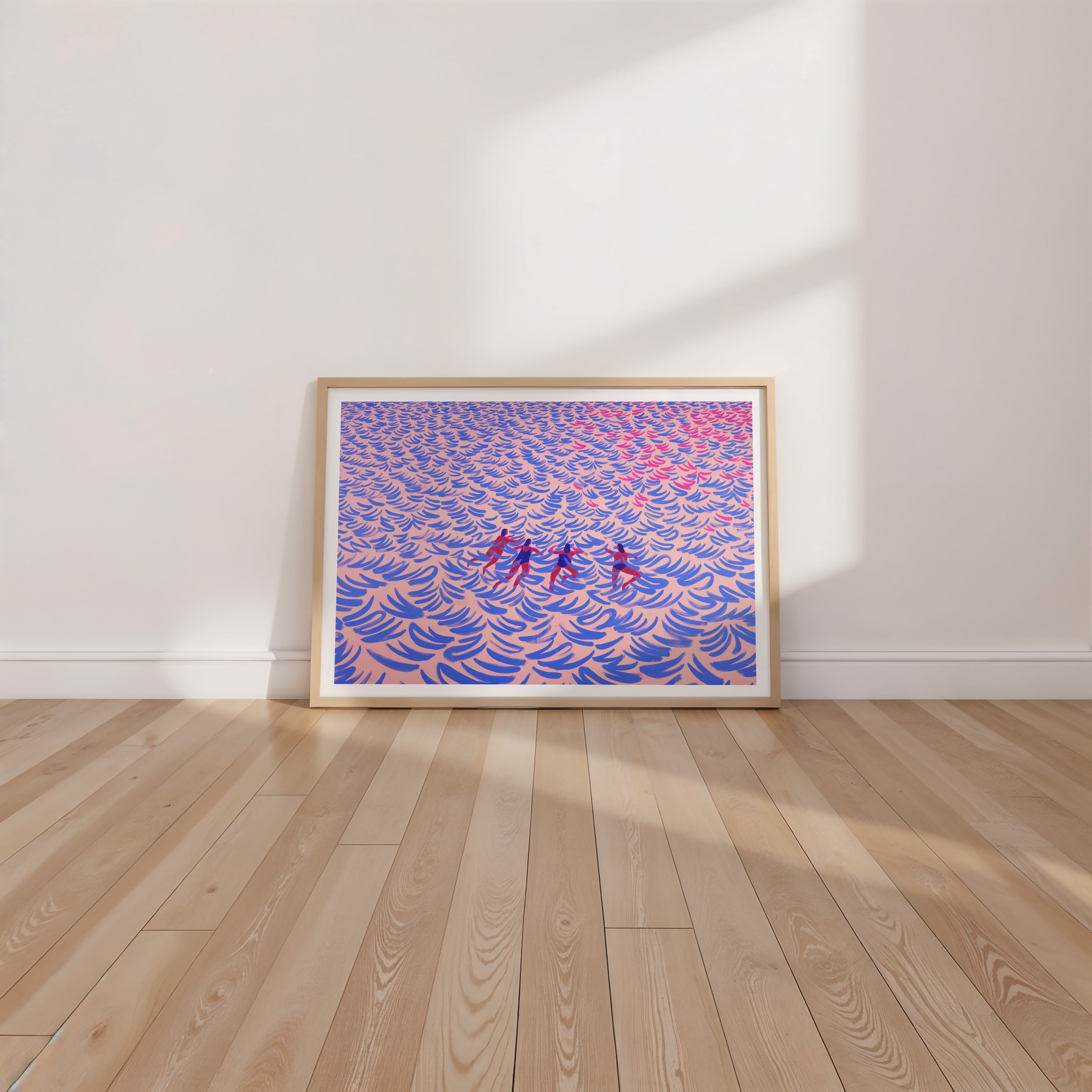 limited edition art print by fabian lavater showing women swimming in the sea