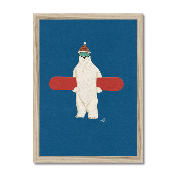 Snowboarding Polarbear Framed Print