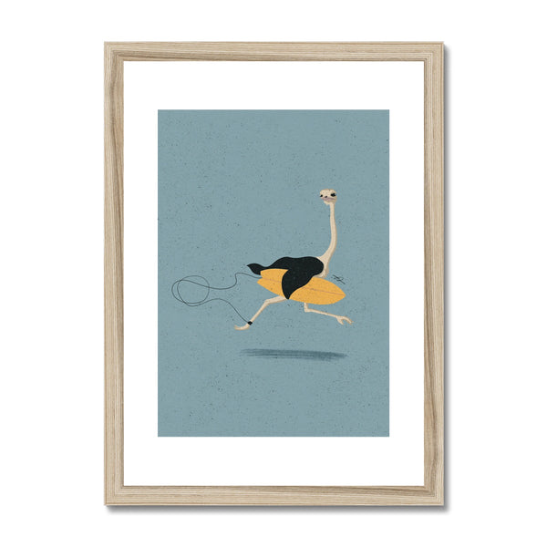Surfing Ostrich Framed & Mounted Print