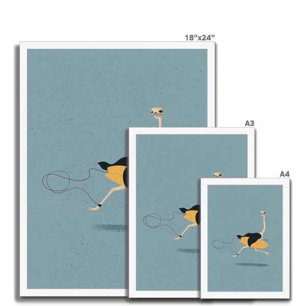 Surfing Ostrich Framed Print