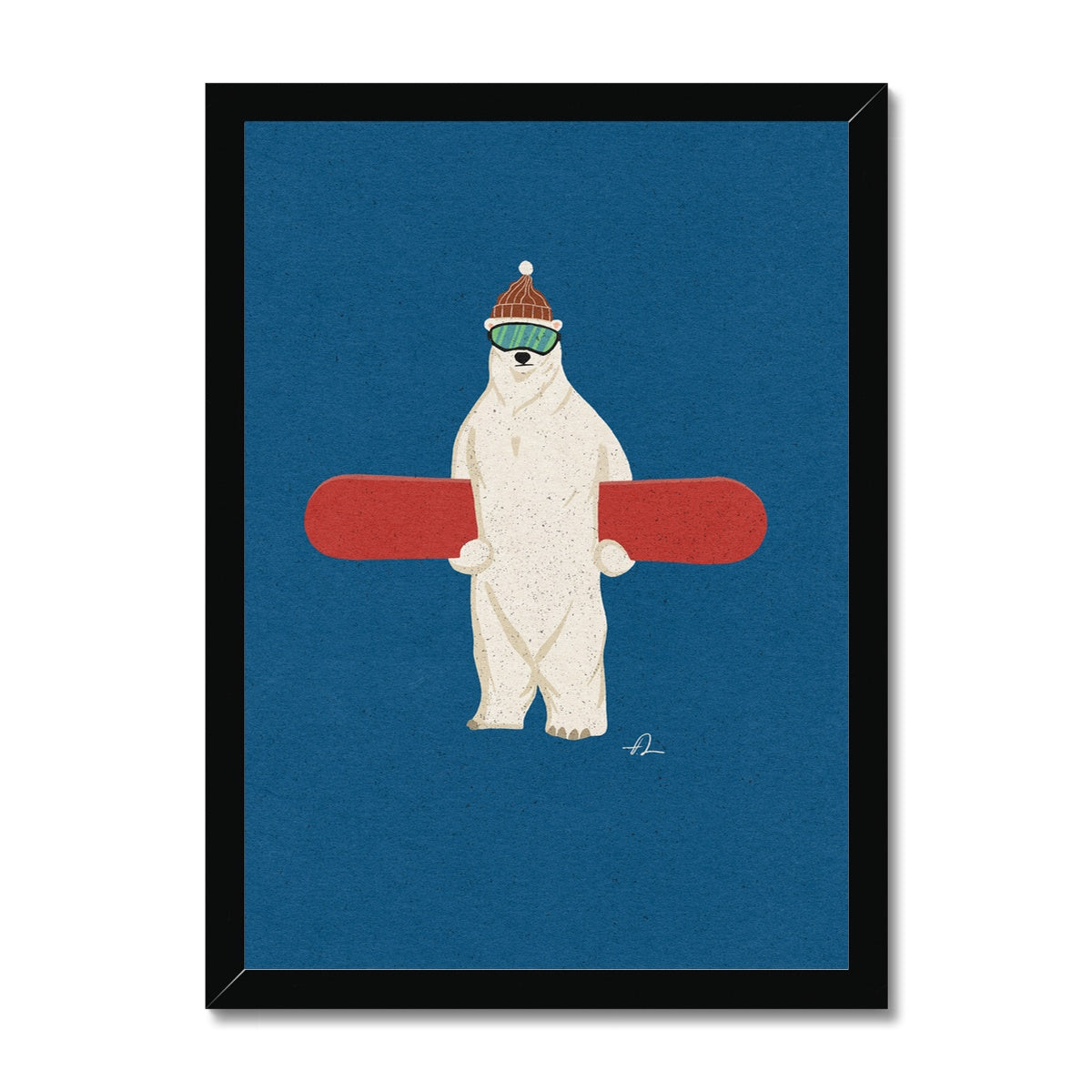 Snowboarding Polarbear Framed Print