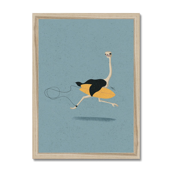 Surfing Ostrich Framed Print