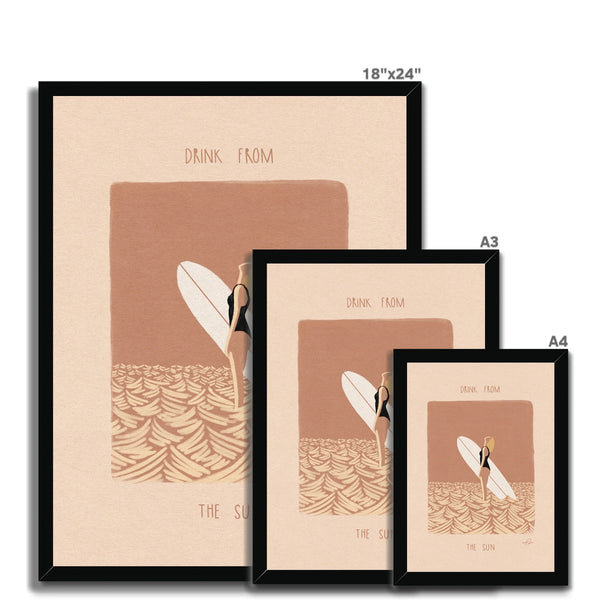 Drink from the sun Framed Print