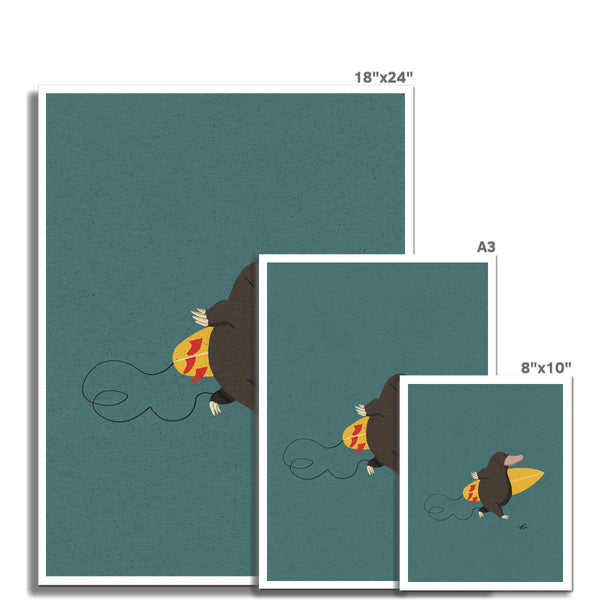 Surfing Mole Art Print