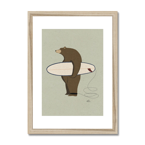Surfing  Grizzly Framed & Mounted Print