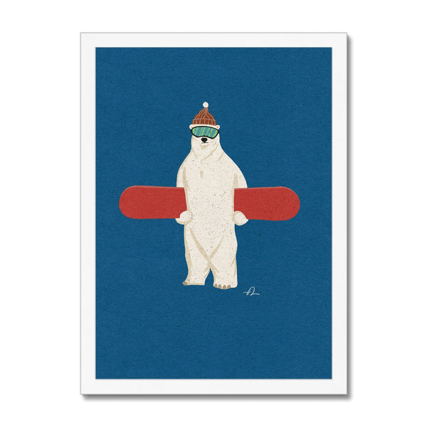 Snowboarding Polarbear Framed Print