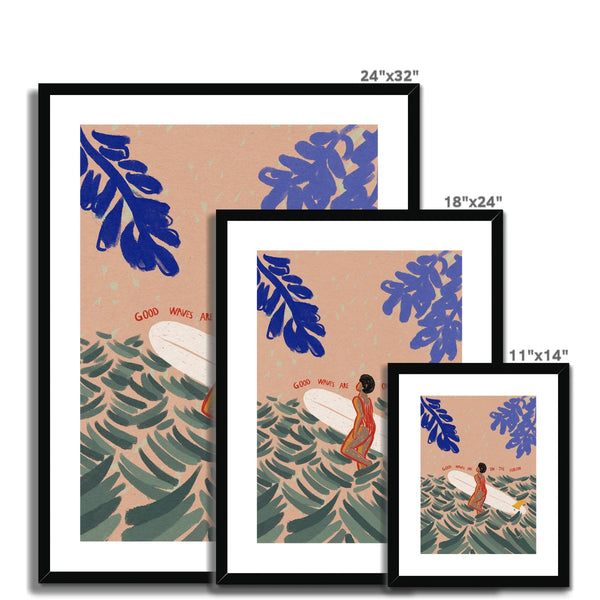 Good waves on the horizon Framed & Mounted Print