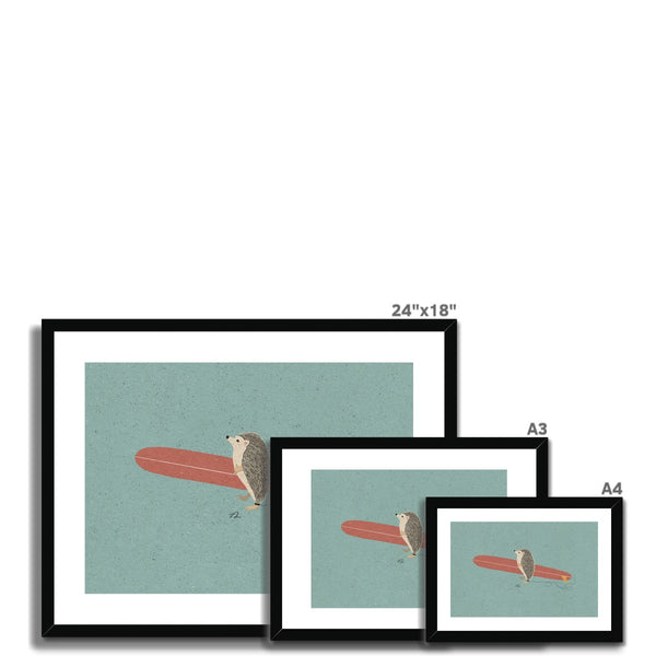 Surfing Hedgehog Framed & Mounted Print