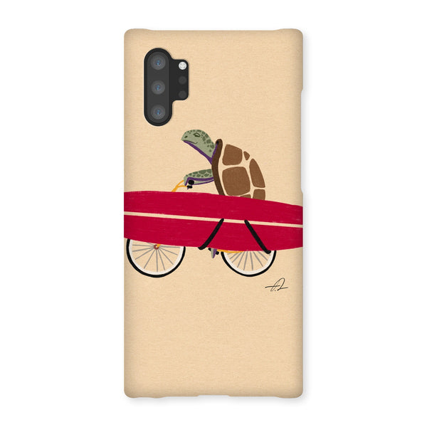 A turtle riding a bike with a surfboard Snap Phone Case