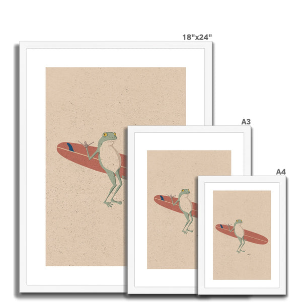 Surfing Frog Framed & Mounted Print