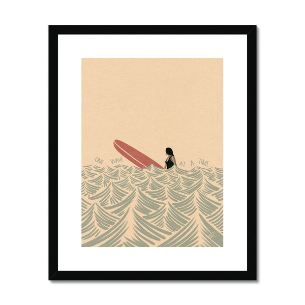 One wave at a time Framed & Mounted Print
