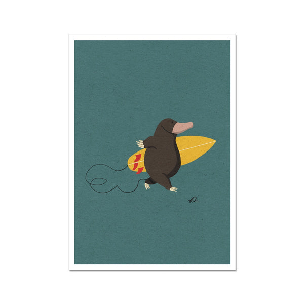 Surfing Mole Art Print