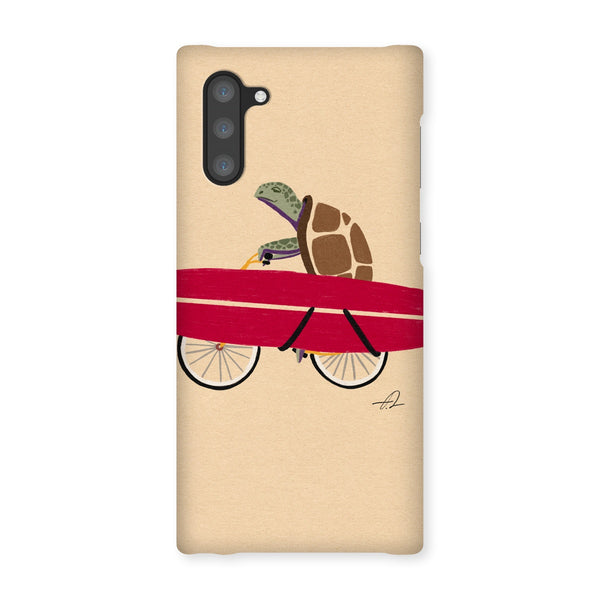A turtle riding a bike with a surfboard Snap Phone Case