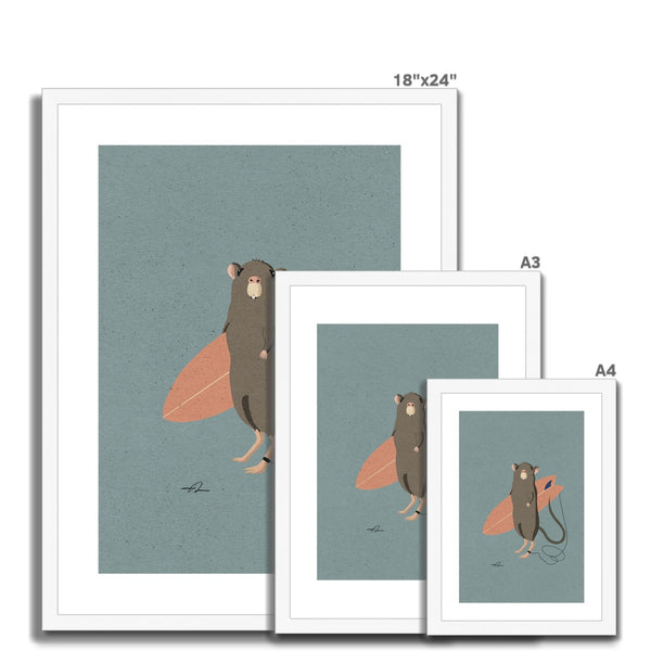 Surfing Mouse Framed & Mounted Print