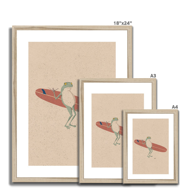 Surfing Frog Framed & Mounted Print