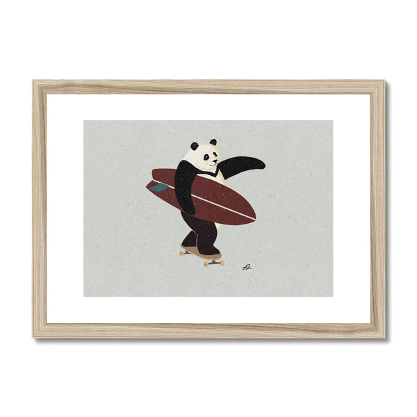 Surfing Panda Framed & Mounted Print