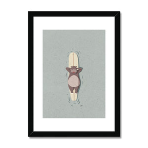 Surfing Hippo Framed & Mounted Print