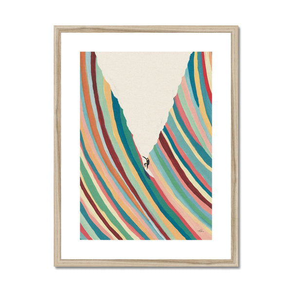Surfing with Stache Framed & Mounted Print