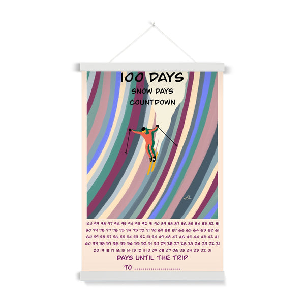 100 Days Snow Days Anticipation Poster with Hanger