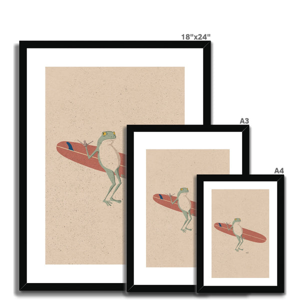 Surfing Frog Framed & Mounted Print