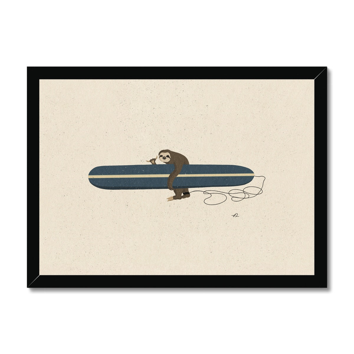 Surfing Sloth Framed Print