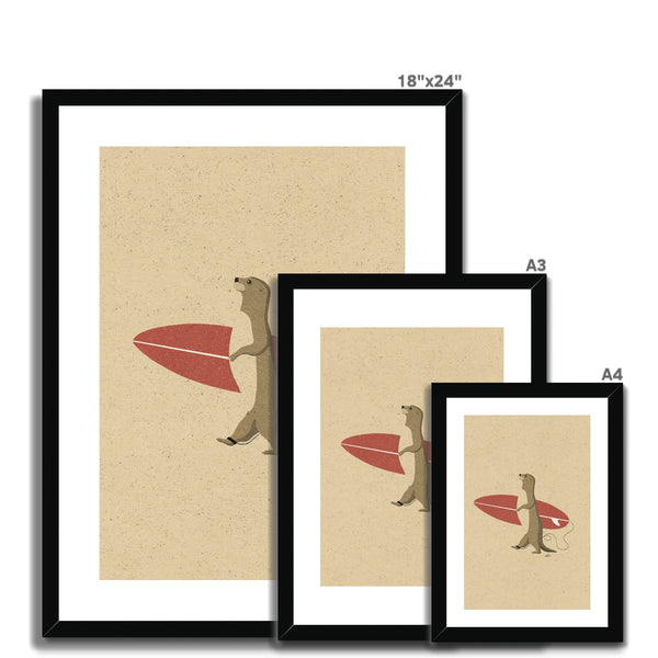 Surfing Otter II Framed & Mounted Print