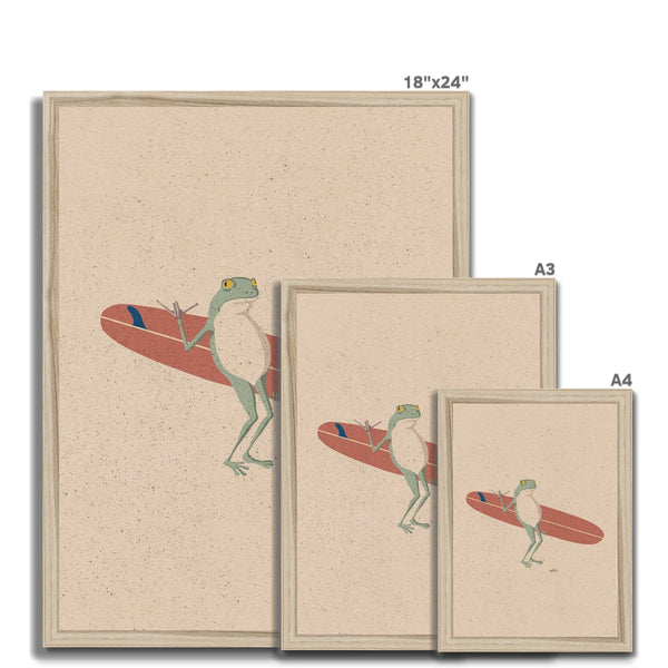 Surfing Frog Framed Print