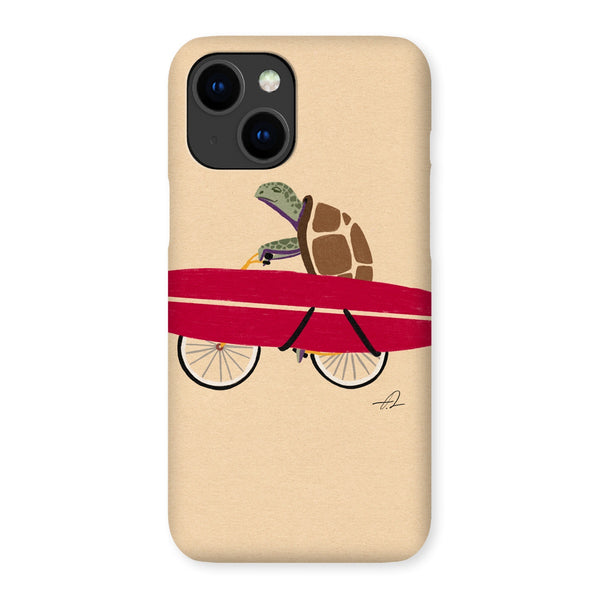 A turtle riding a bike with a surfboard Snap Phone Case