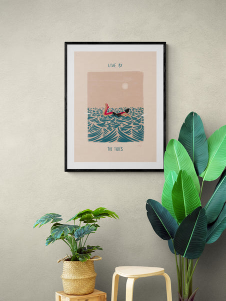 Live by the tides Framed & Mounted Print