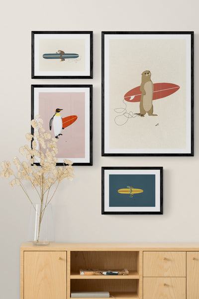 Surfing Sloth Art Print