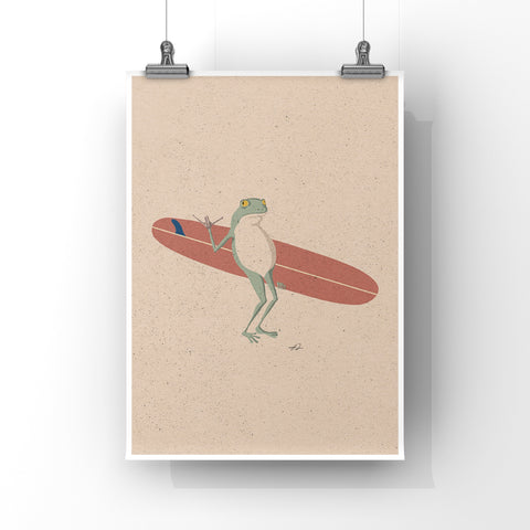 Surfing Frog Art Print