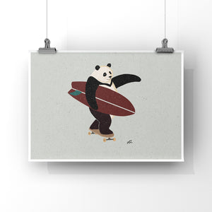 Surfing Panda Art Print