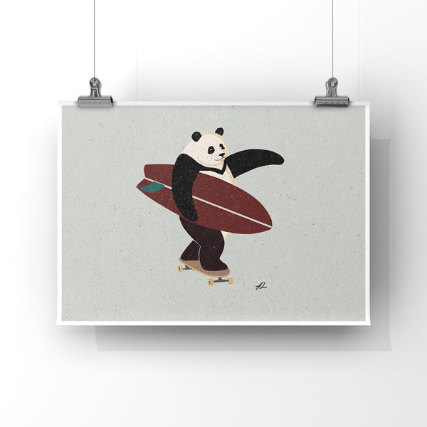 Surfing Panda Art Print