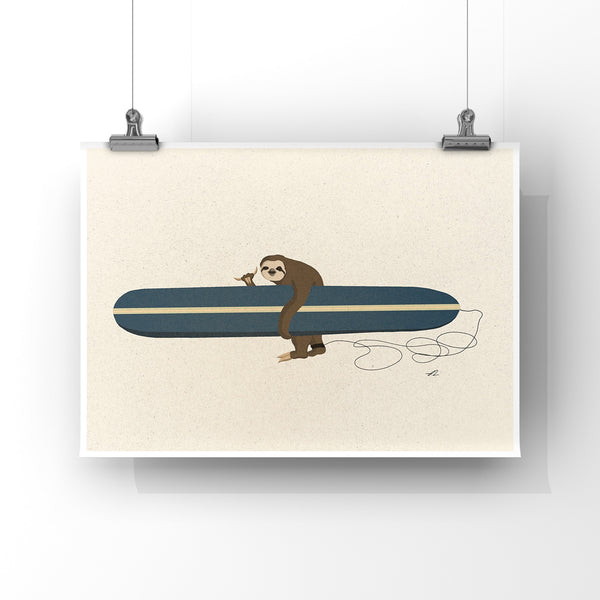Surfing Sloth Art Print