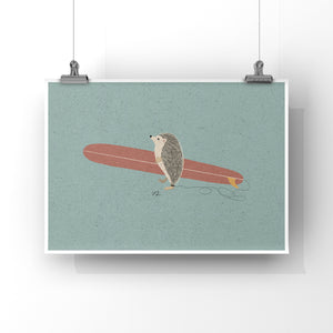 Surfing Hedgehog Art Print
