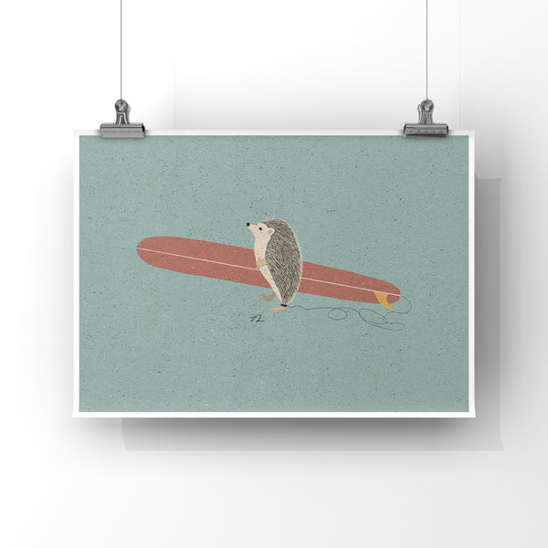 Surfing Hedgehog Art Print