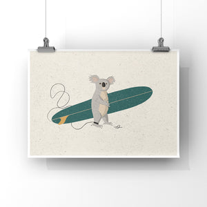 Surfing Koala Art Print