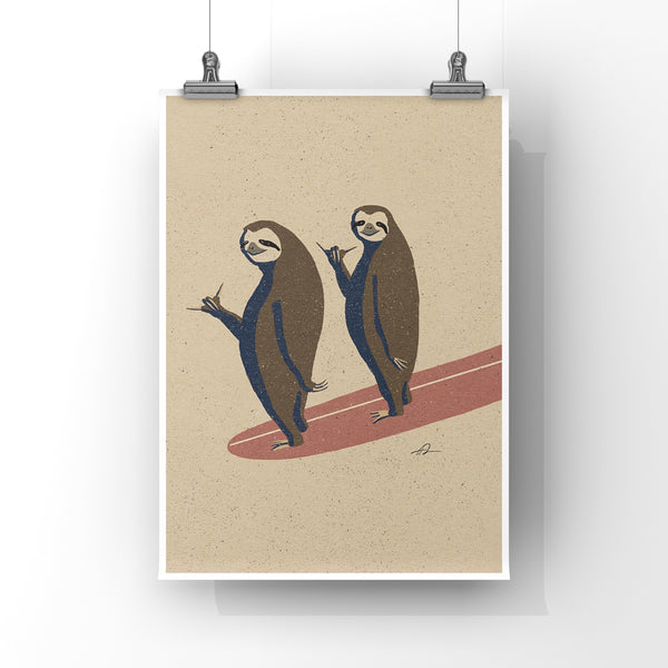Double the Sloths, Double the Fun! Art Print