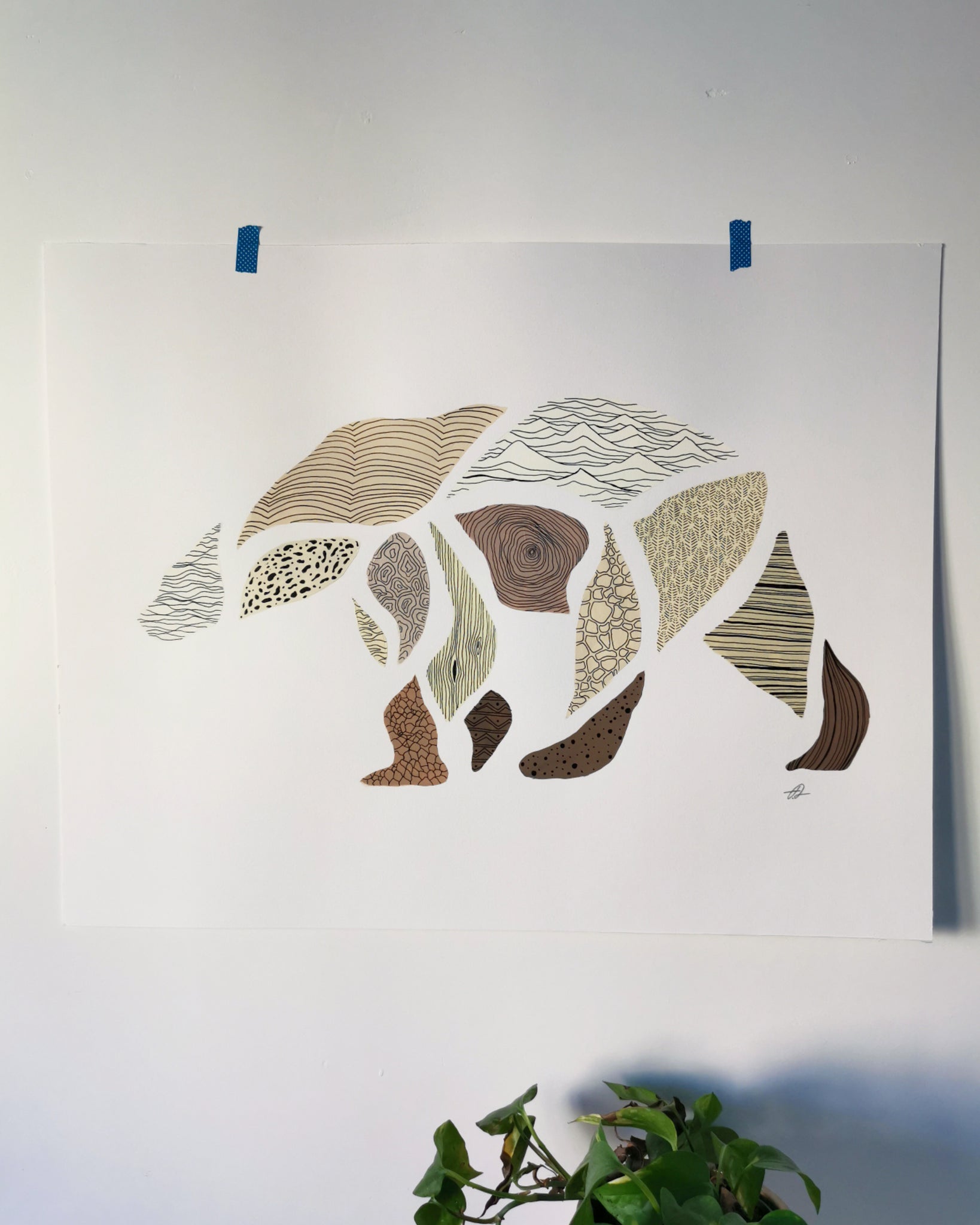 "Polar Bear Scribbles" Original