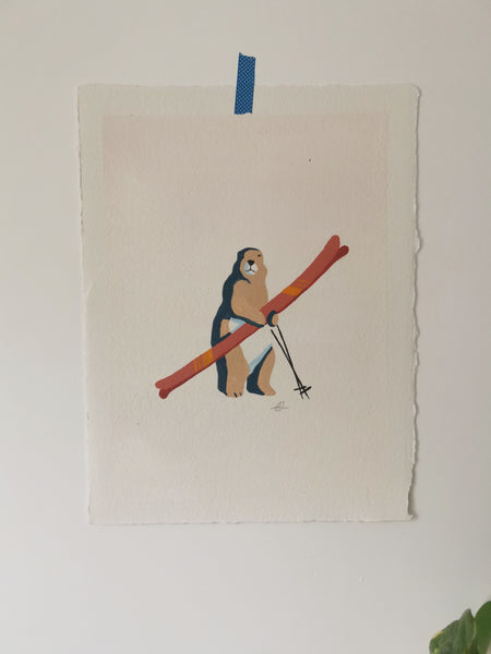 "Skiing Marmot" Original