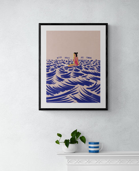 Better waves are coming Framed Print