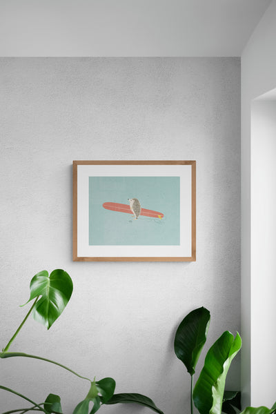 Surfing Hedgehog Art Print